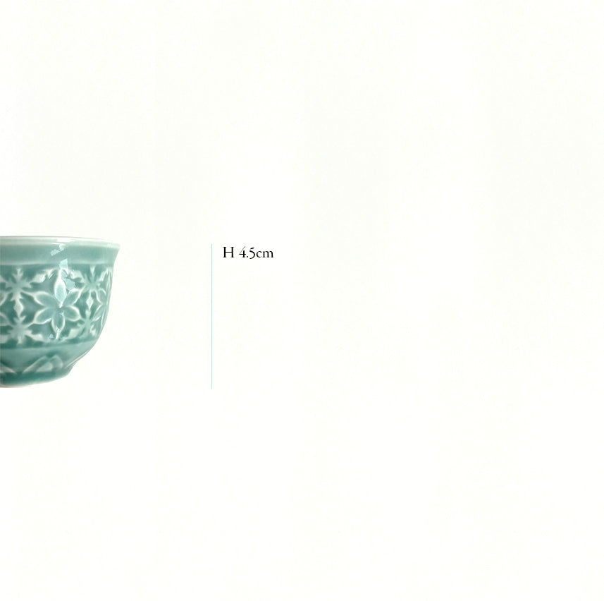 Seladon-Becher, Seitenansicht, H 4,5 cm